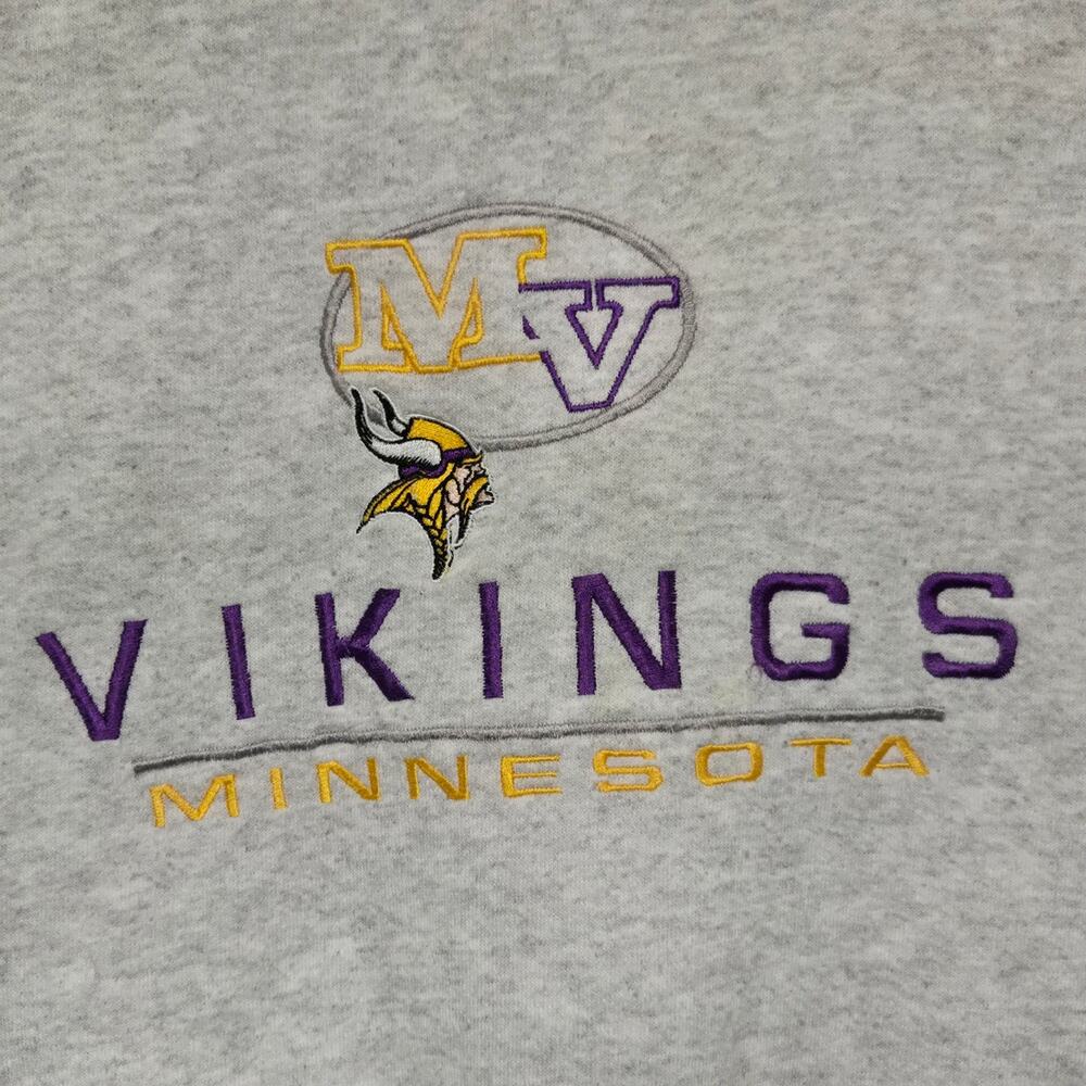 Vintage Minnesota Vikings Sweatshirt Men's Large Gray Logo 7 Embroidered - Picture 2 of 9